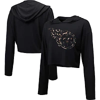 Sweat à capuche court léopard Majestic Threads noir Tennessee Titans pour femme