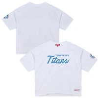 Women's Mitchell & Ness  White Tennessee Titans Head Coach Cropped T-Shirt