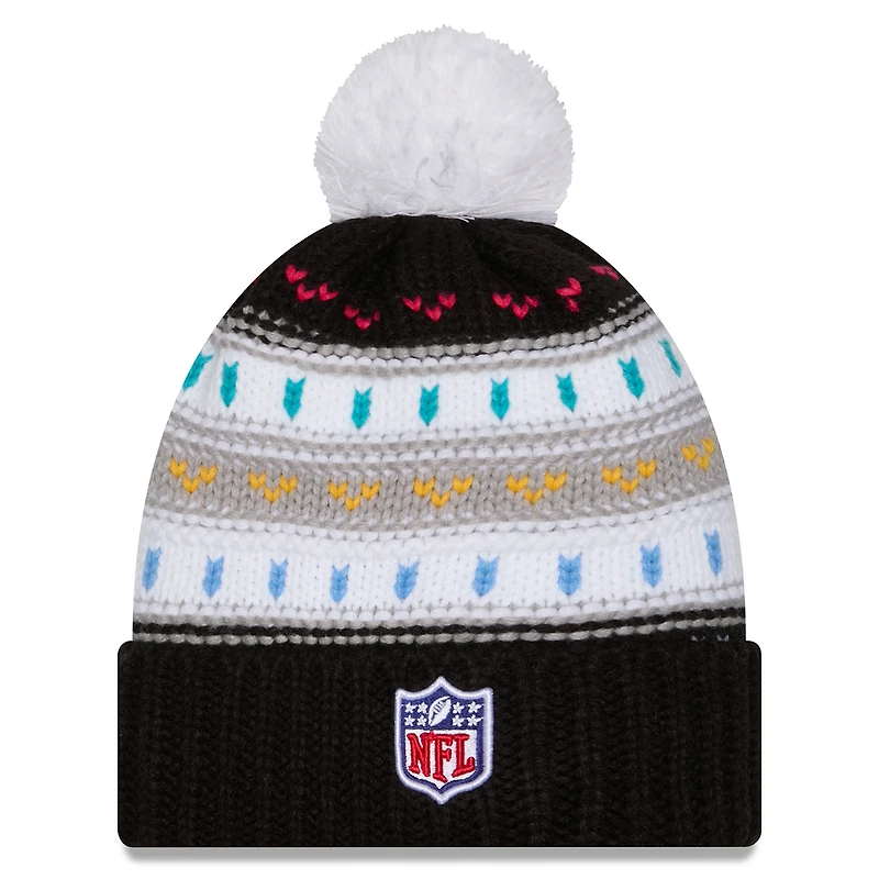 Women's New Era Black Tennessee Titans 2025 NFL Crucial Catch Cuffed Knit Hat with Pom