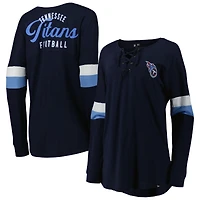 T-shirt à manches longues léger lacets Tennessee Titans Athletic Varsity New Era pour femme, bleu marine