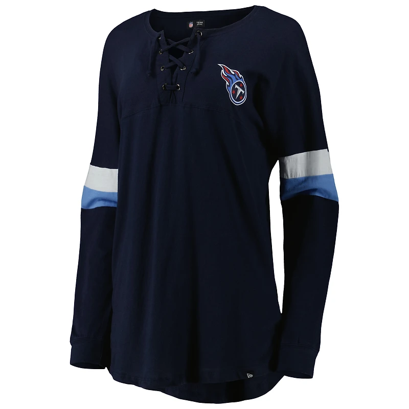 Women's New Era  Navy Tennessee Titans Athletic Varsity Lightweight Lace-Up Long Sleeve T-Shirt