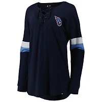 Women's New Era  Navy Tennessee Titans Athletic Varsity Lightweight Lace-Up Long Sleeve T-Shirt