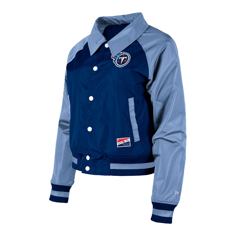 Veste raglan New Era pour femme, bleu marine, Tennessee Titans Coaches