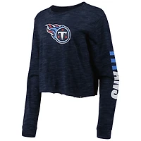 T-shirt à manches longues court pour femme Tennessee Titans New Era bleu marine