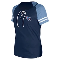 T-shirt raglan à lacets New Era pour femmes, bleu marine, Tennessee Titans