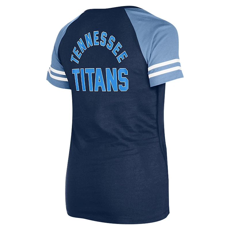 T-shirt raglan à lacets New Era pour femmes, bleu marine, Tennessee Titans