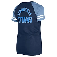 T-shirt raglan à lacets New Era pour femmes, bleu marine, Tennessee Titans