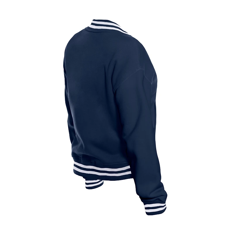 Women's New Era  Navy Tennessee Titans Throwback Fleece Full-Snap Jacket