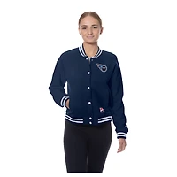 Women's New Era  Navy Tennessee Titans Throwback Fleece Full-Snap Jacket