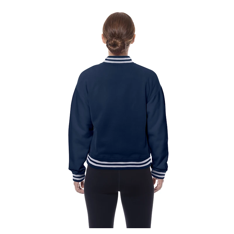 Women's New Era  Navy Tennessee Titans Throwback Fleece Full-Snap Jacket