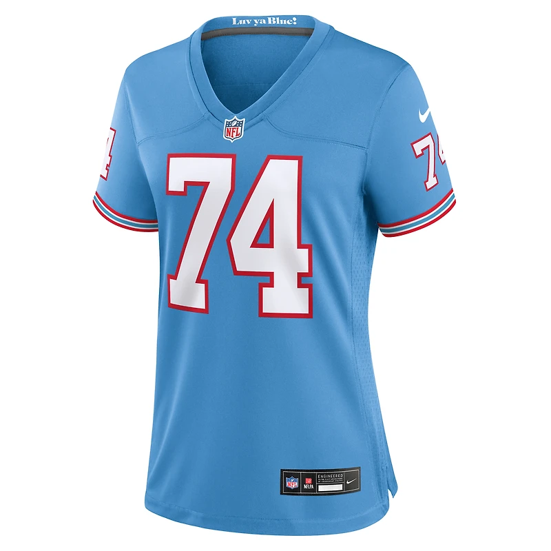 Women's Nike Bruce Matthews Light Blue Tennessee Titans Oilers Throwback Retired Player Game Jersey