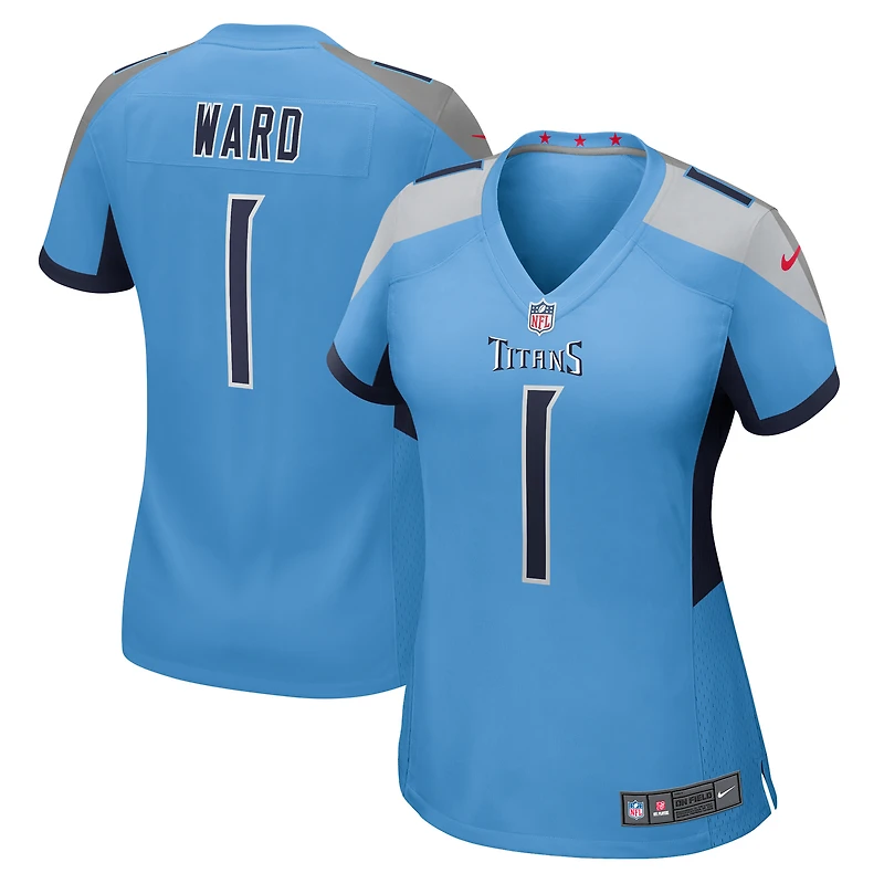Maillot Nike Cameron Ward bleu clair pour femme, Tennessee Titans, choix de premier tour la draft NFL 2025