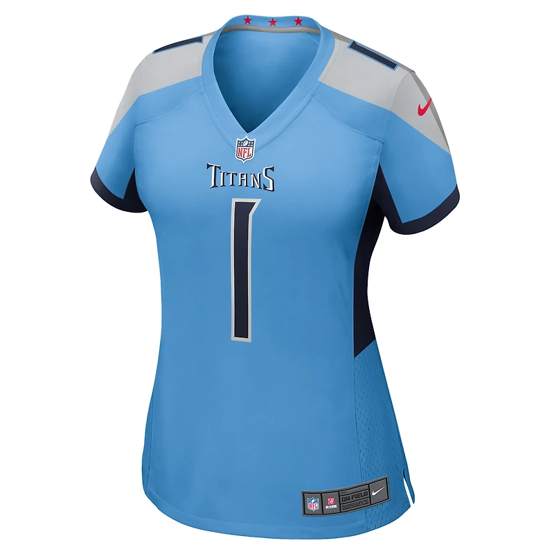 Maillot Nike Cameron Ward bleu marine pour femme, Tennessee Titans, choix de premier tour la draft NFL 2025, match alternatif