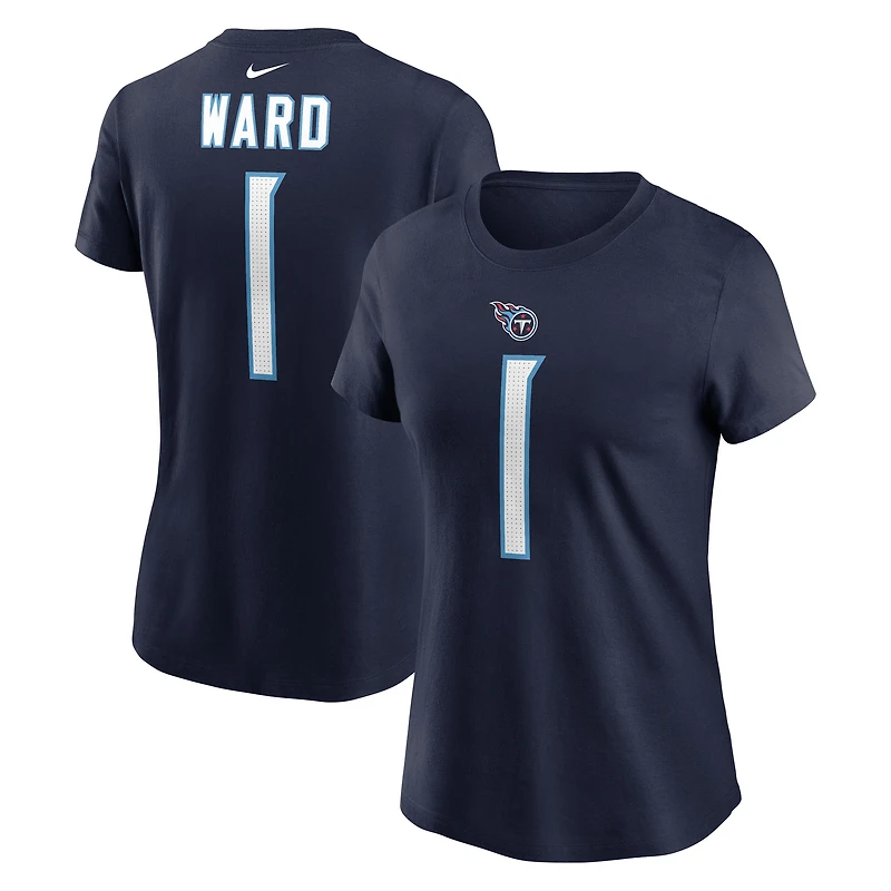 Women's Nike Cameron Ward Navy Tennessee Titans Name & Number T-Shirt