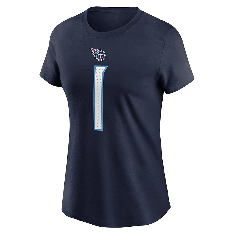 Women's Nike Cameron Ward Navy Tennessee Titans Name & Number T-Shirt