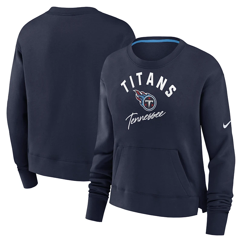 Sweat-shirt en polaire à taille haute Nike bleu marine Tennessee Titans pour femme