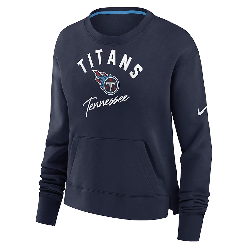 Sweat-shirt en polaire à taille haute Nike bleu marine Tennessee Titans pour femme