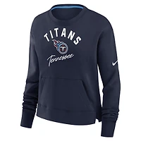 Sweat-shirt en polaire à taille haute Nike bleu marine Tennessee Titans pour femme