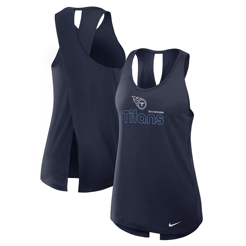 Women's Nike Navy Tennessee Titans Open-Back Crisscross Dri-FIT Tank Top