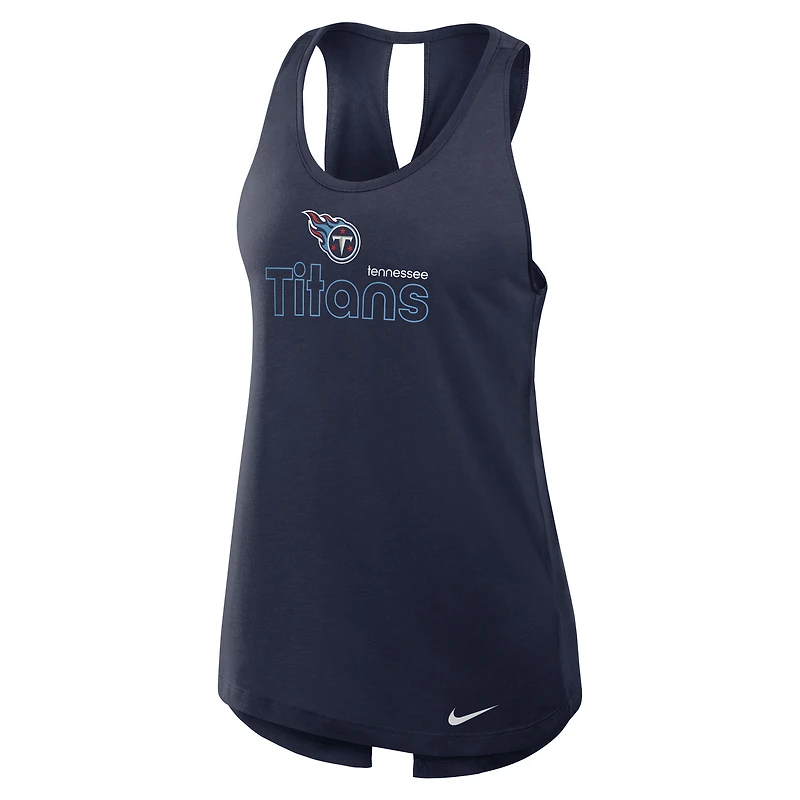 Women's Nike Navy Tennessee Titans Open-Back Crisscross Dri-FIT Tank Top