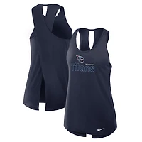 Women's Nike Navy Tennessee Titans  Open-Back Crisscross Dri-FIT Tank Top