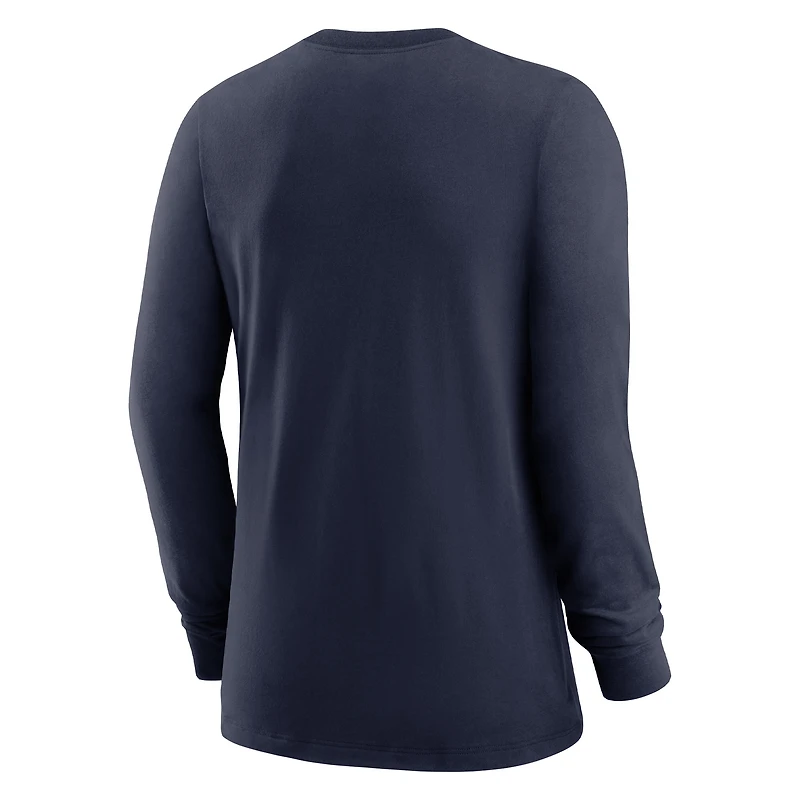 T-shirt à manches longues fendu Nike Tennessee Titans Prime pour femme, bleu marine