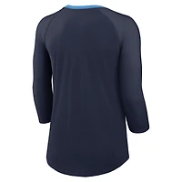 Women's Nike Navy Tennessee Titans Raglan 3/4 Sleeve T-Shirt