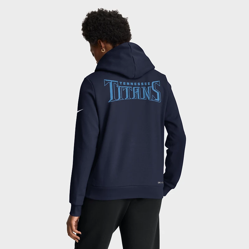 Sweat à capuche Nike bleu marine Tennessee Titans Sideline Standard Issue Initial Home Dri-FIT pour femme