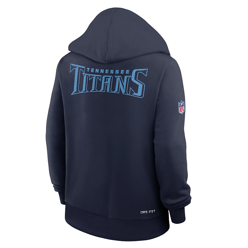 Women's Nike Navy Tennessee Titans Sideline Standard Issue Initial Home Dri-FIT Hoodie