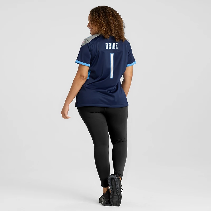 Maillot de match des Titans du Tennessee Nike numéro 1 Bride pour femme, bleu marine
