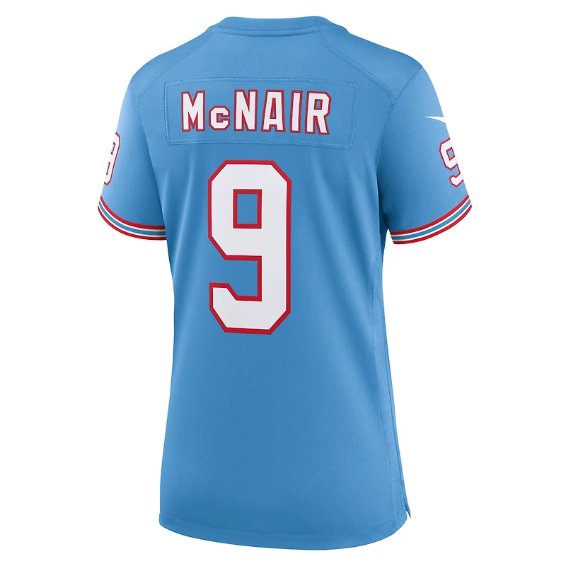 Maillot de jeu joueur à la retraite Nike Steve McNair pour femme, bleu clair, Tennessee Titans Oilers