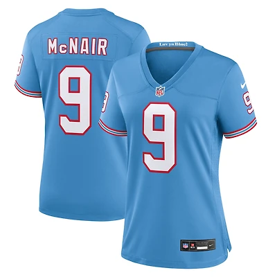 Maillot de jeu joueur à la retraite Nike Steve McNair pour femme, bleu clair, Tennessee Titans Oilers