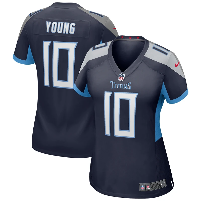 Maillot de joueur retraité Nike Vince Young pour femme des Tennessee Titans, bleu marine