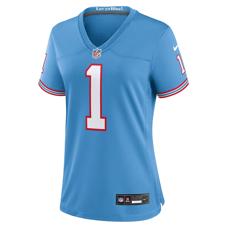 Women's Nike Warren Moon Light Blue Tennessee Titans Oilers Throwback Retired Player Game Jersey