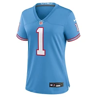 Women's Nike Warren Moon Light Blue Tennessee Titans Oilers Throwback Retired Player Game Jersey