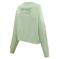 Women's Pro Standard  Light Green Tennessee Titans Oversized Cropped Neutral Pullover Sweatshirt
