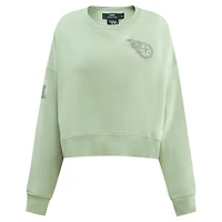 Women's Pro Standard  Light Green Tennessee Titans Oversized Cropped Neutral Pullover Sweatshirt