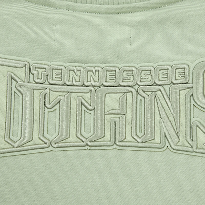 Women's Pro Standard  Light Green Tennessee Titans Oversized Cropped Neutral Pullover Sweatshirt