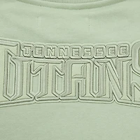 Women's Pro Standard  Light Green Tennessee Titans Oversized Cropped Neutral Pullover Sweatshirt