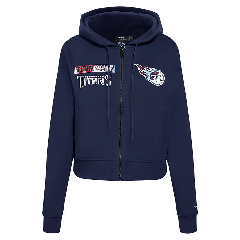 Women's Pro Standard Navy Tennessee Titans Split Logo Full-Zip Hoodie