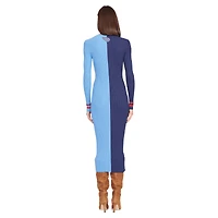 Women's STAUD Navy/Light Blue Tennessee Titans Shoko Knit Button-Up Sweater Dress