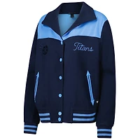 Blouson aviateur en daim bleu marine Tennessee Titans pour femme The Wild Collective