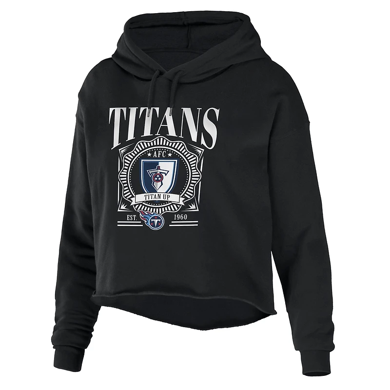 WEAR by Erin Andrews Sweat à capuche court en polaire éponge noire Tennessee Titans pour femme