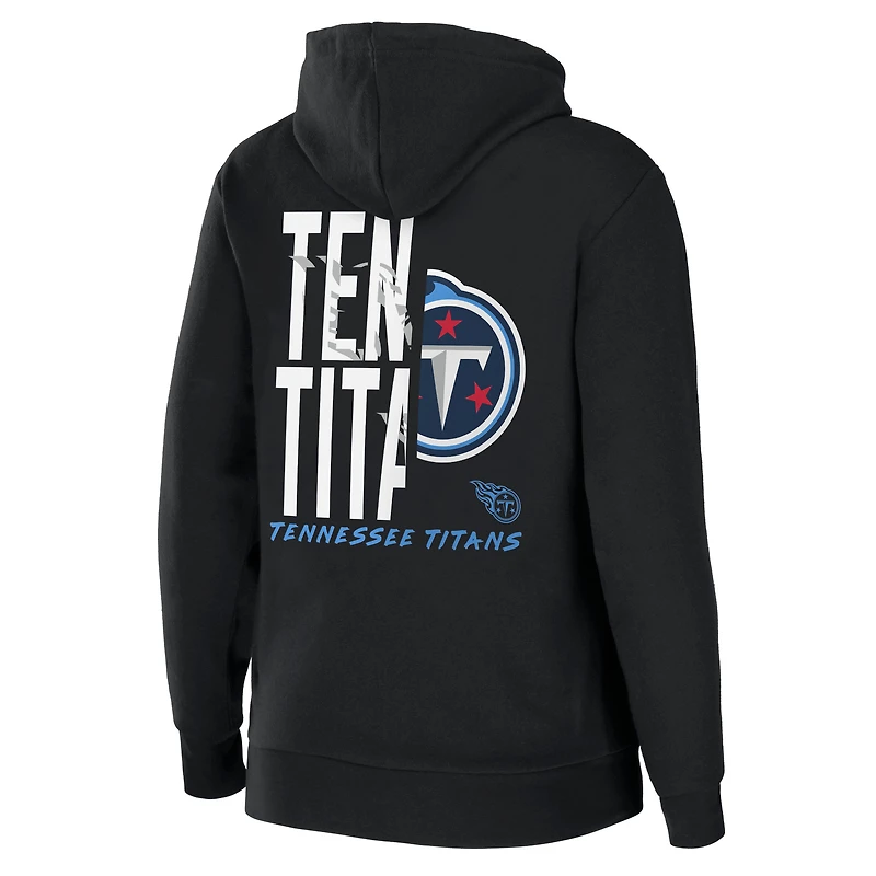 Sweat à capuche WEAR by Erin Andrews noir Tennessee Titans en molleton éponge entièrement zippé pour femme