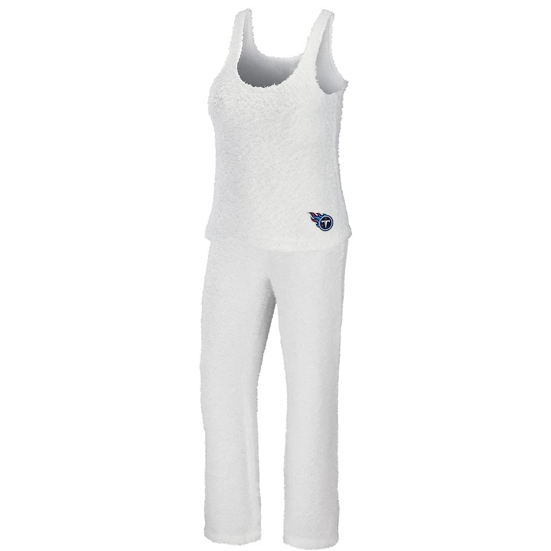 WEAR by Erin Andrews Ensemble de nuit avec débardeur et pantalon confortables à encolure dégagée Tennessee Titans crème pour femmes