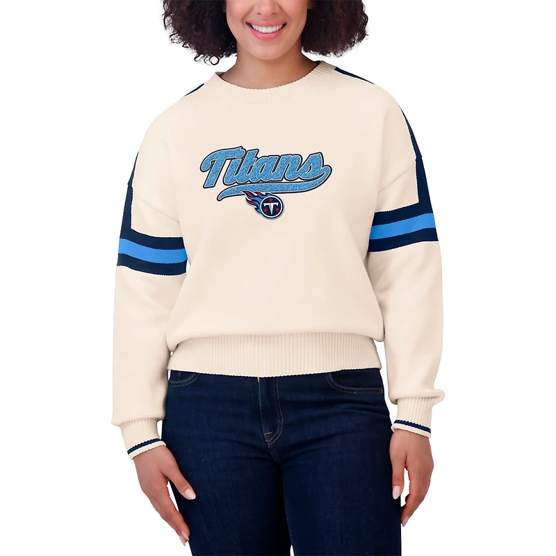 Pull à rayures crème Tennessee Titans pour femme WEAR by Erin Andrews
