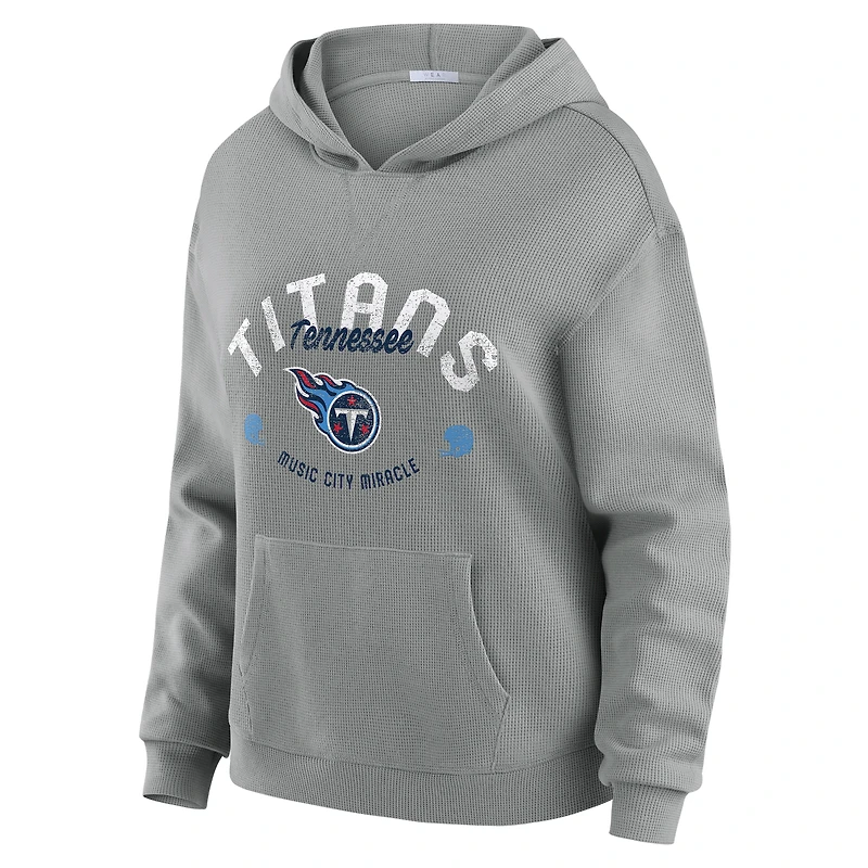 Women's WEAR by Erin Andrews Gray Tennessee Titans Waffle-Knit Long Sleeve Hooded Shirt & Pants Lounge Set