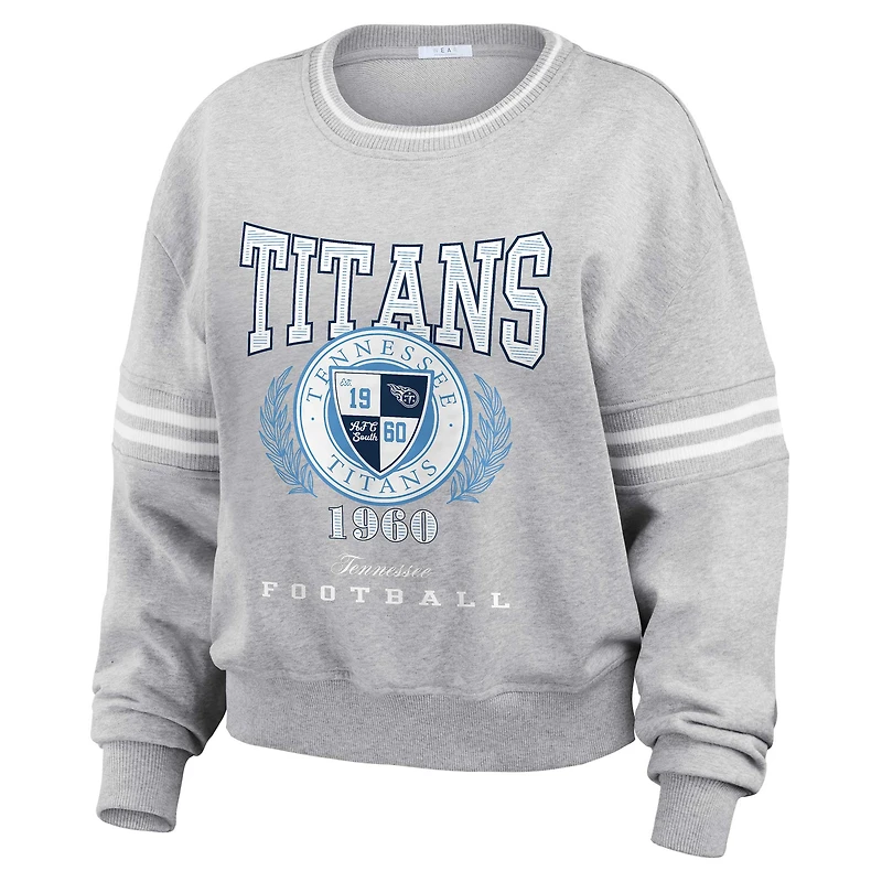 Sweat-shirt court gris chiné Tennessee Titans pour femme WEAR by Erin Andrews