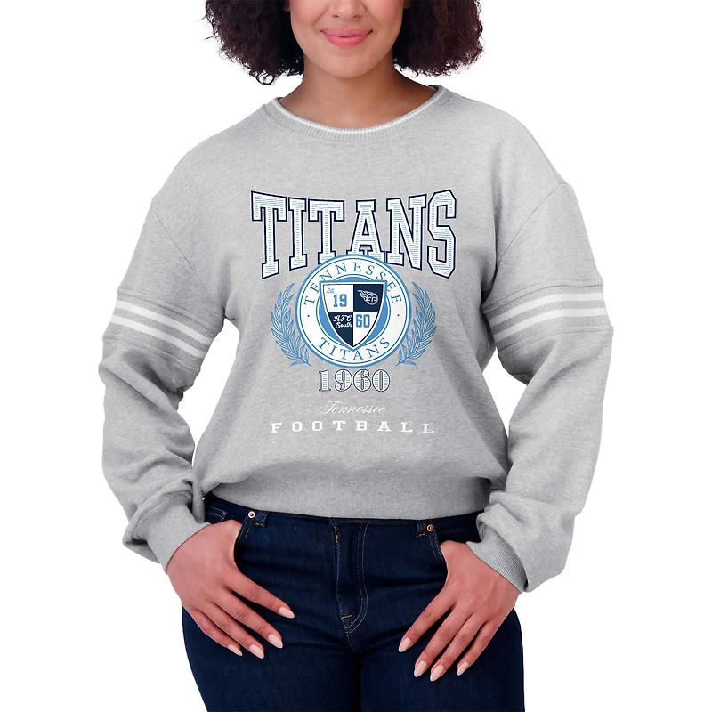 Sweat-shirt court gris chiné Tennessee Titans pour femme WEAR by Erin Andrews