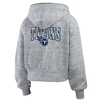 Women's WEAR by Erin Andrews  Heather Gray Tennessee Titans Speckled Fleece Cropped Full-Zip Hoodie